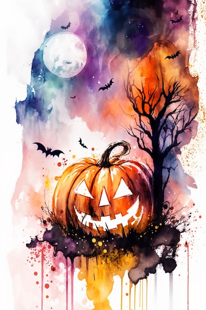 Halloween watercolor abstract background for business designGenerative AI