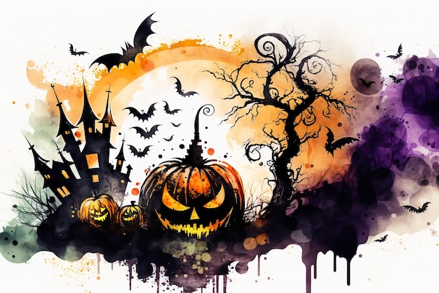 Halloween watercolor abstract background for business designGenerative AI