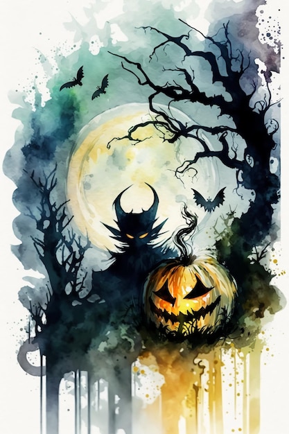 Halloween watercolor abstract background for business designGenerative AI