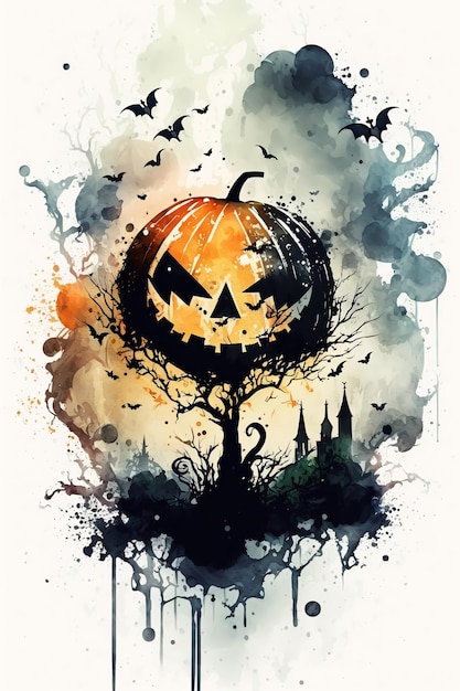 Halloween watercolor abstract background for business designGenerative AI