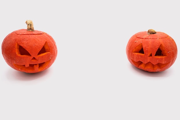 Halloween on white background with copy space. Halloween pumpkin.