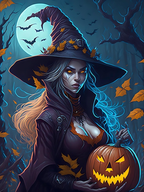 Halloween Witch background wallpaper AI image