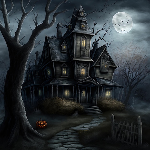 Hallowen House black theme background illustration