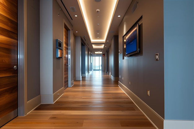 Hallway of an Apartment Featuring Wood Floor