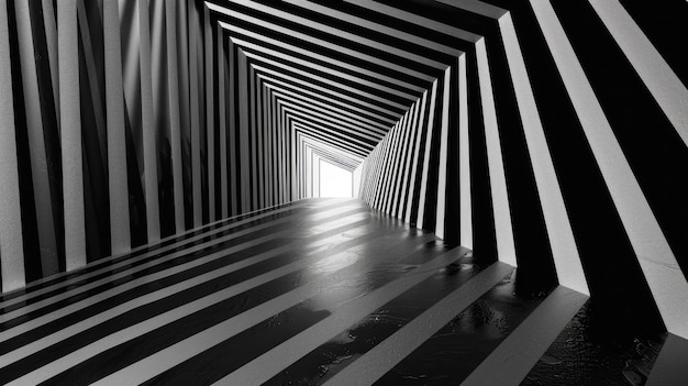 Photo the hallway has black and white striped geometric patterns for a visually striking modern design aig62