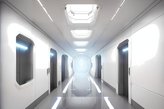 The hallway of the spaceship