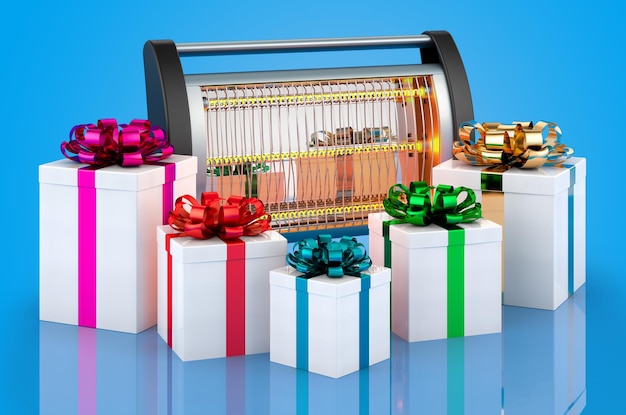 Halogen heater with presents 3D rendering