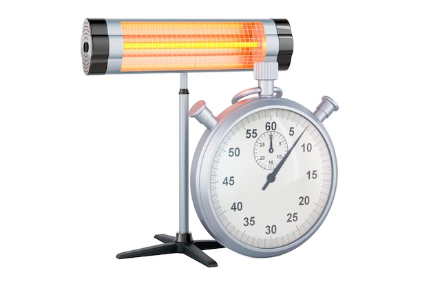 Halogen or infrared heater with stopwatch 3D rendering