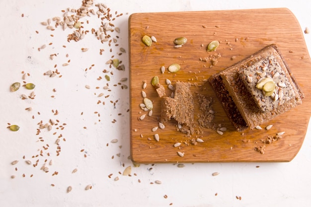 Halva on a light background. Copy space. View from above