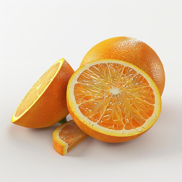 Halved Oranges on White Background