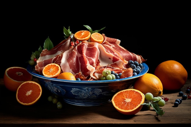 Ham Fruits Bowl Layered