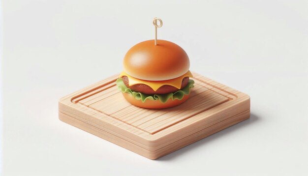 a hamburger on a cutting board with a bun on it