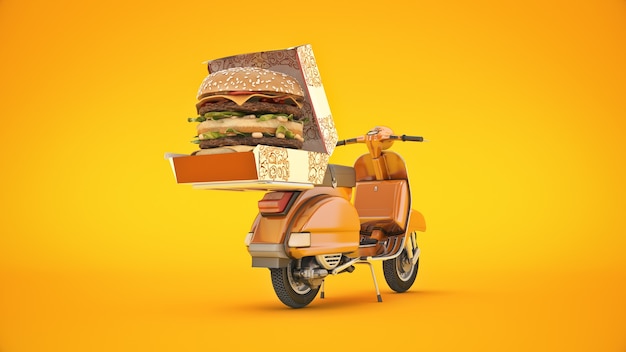 Hamburger Delivery 3d rendering