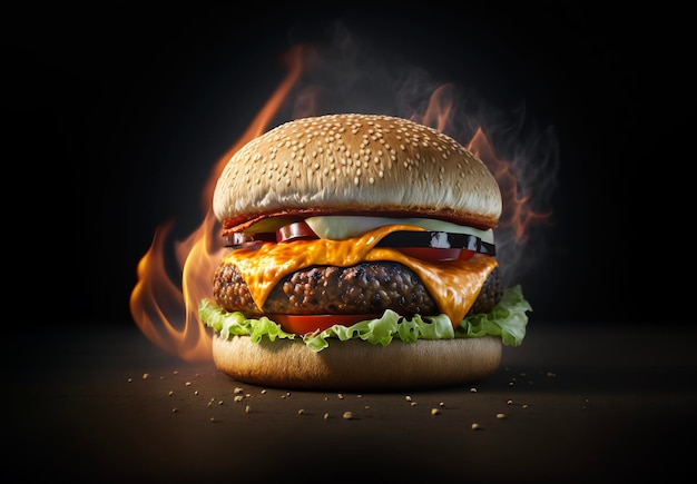 Hamburger and fire