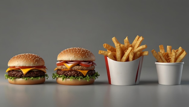 a hamburger and fries are sitting on a table