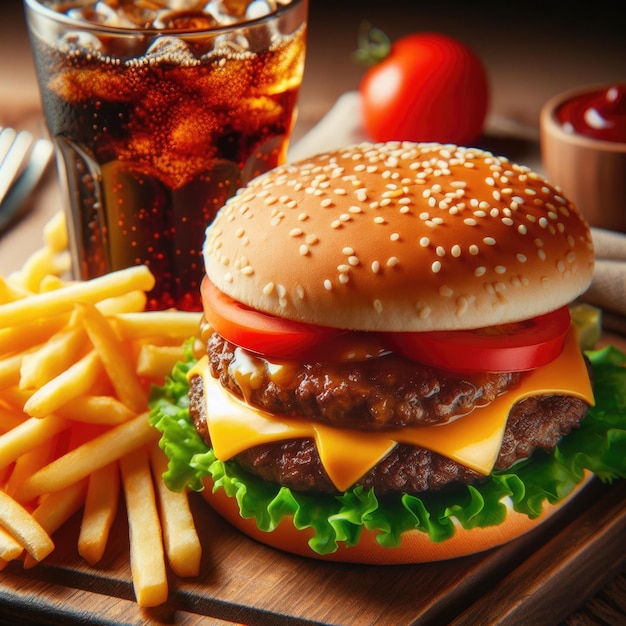 a hamburger and fries are on a tray with a glass of beer