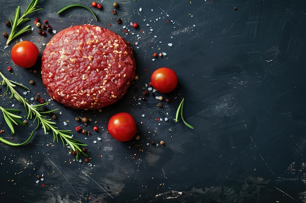 Photo hamburger ground beef raw minced beef meat with copy space