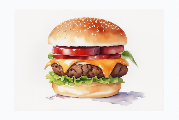 Hamburger isolated on a white background 3d illustration photo