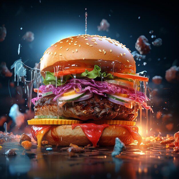 Hamburger Pastel flame Royalty Image