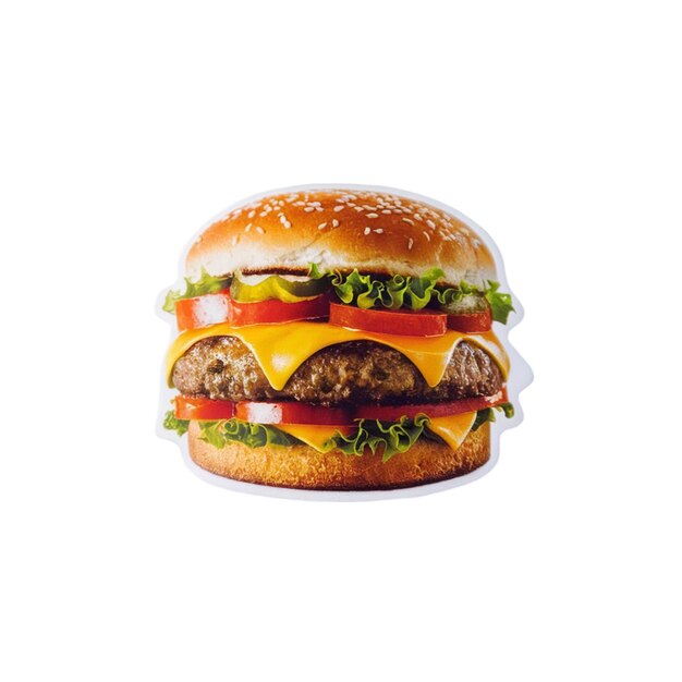 Photo hamburger sticker isolated on white background