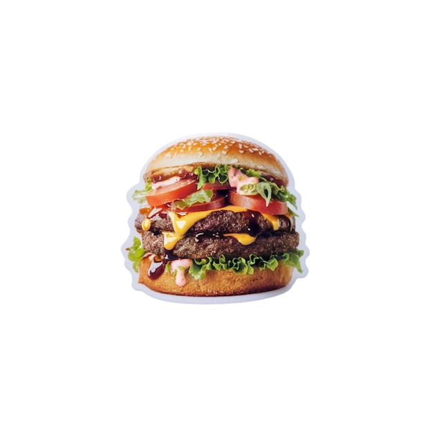 Photo hamburger sticker isolated on white background