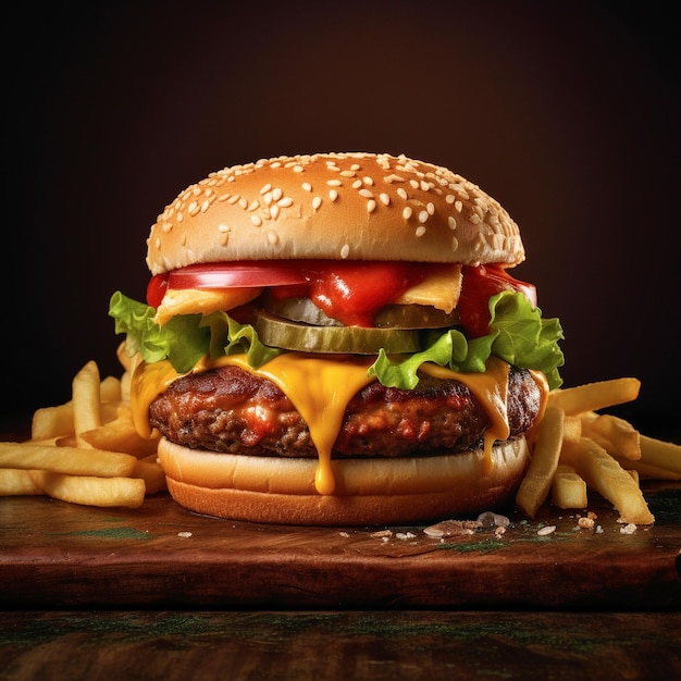 Hamburger on table With Plate