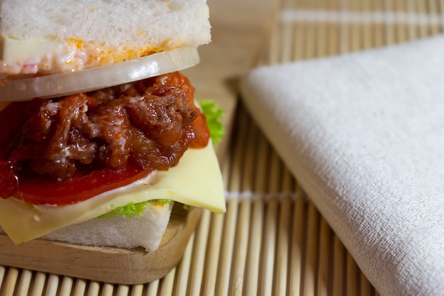 Hamburger on the table