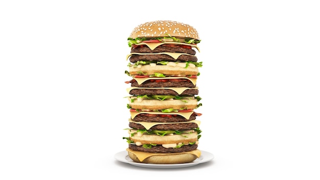 hamburger tower 3d rendering