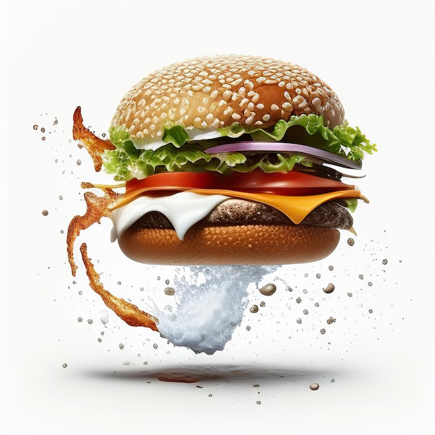 hamburger on a white background food photograph