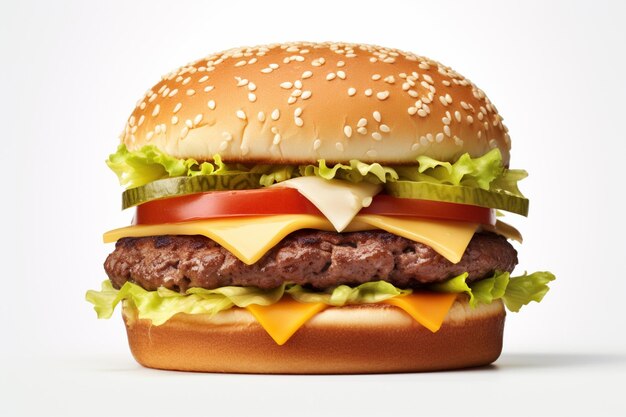 A hamburger with a bun and lettuce on it