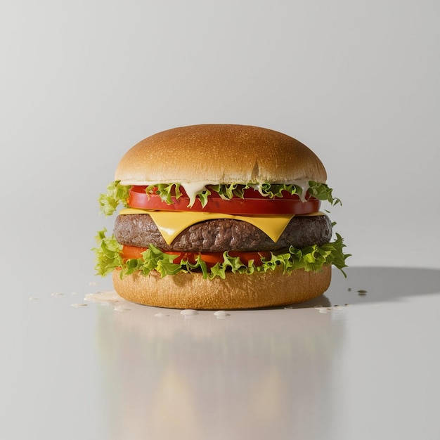 A hamburger with cheeseburger on the top of it