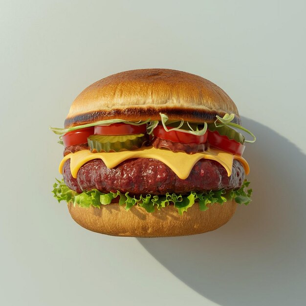 A hamburger with cheeseburger on the top of it