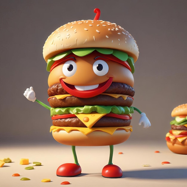 a hamburger with a face that says burger on it AI Generated