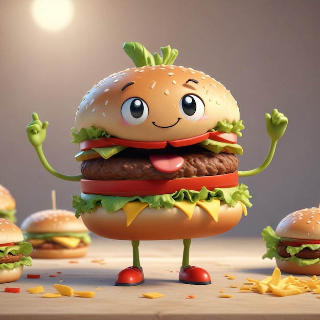 a hamburger with a face that saysburgeron it AI Generated