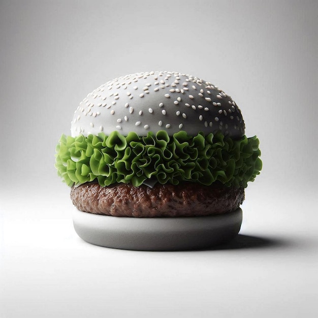 a hamburger with green and white dots on it