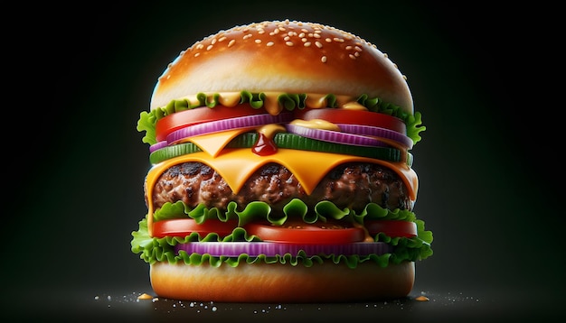 a hamburger with a hamburger on it that has a hamburger on it