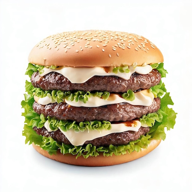 A hamburger with lettuce and mayonnaise on it