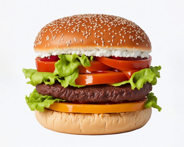 hamburger with lettuce tomato and lettuce