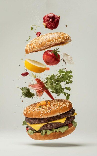 a hamburger with a lot of different toppings on it