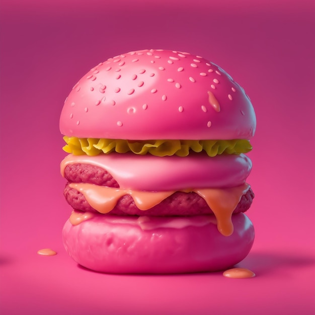 Hamburger with pink coloring