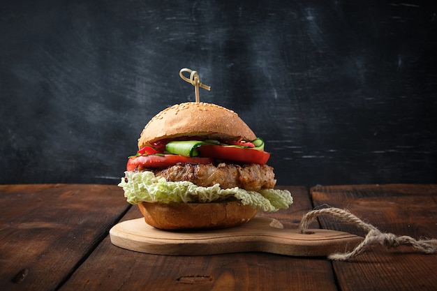 Hamburger with pork fried steak