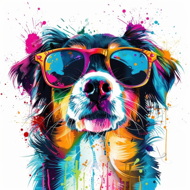 Hamiltonstovare dog wearing sunglasses in colorful pop art style