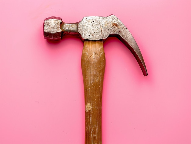 Photo hammer handle isolated on flat color background