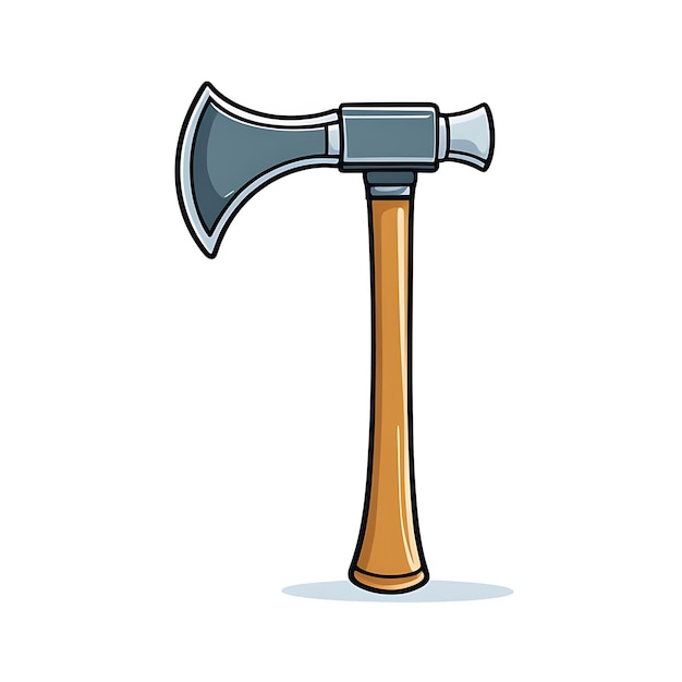 a hammer with a wooden handle and a black outline