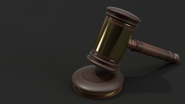 Hammer wood 3d rendering for law .