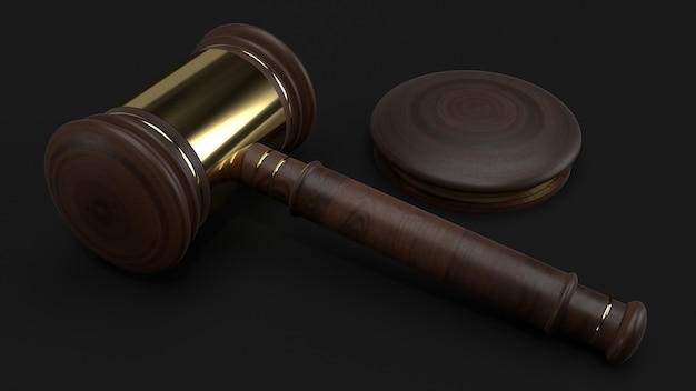 Hammer wood 3d rendering for law .