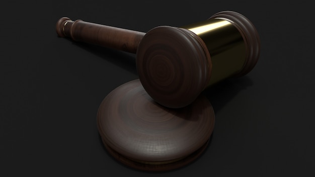 Hammer wood 3d rendering for law .