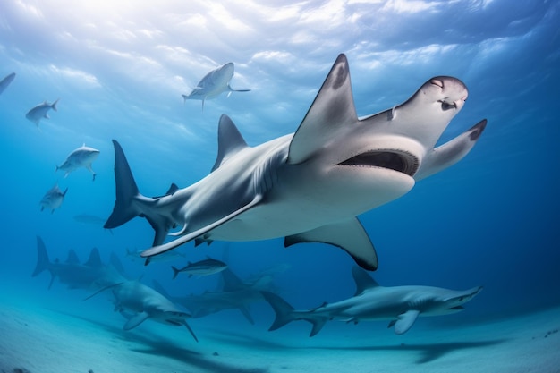 Hammerhead Shark Gathering Sea Animal photo