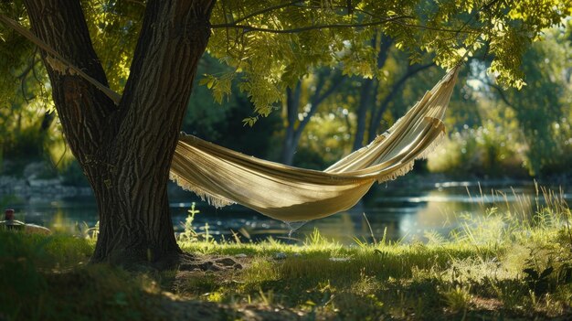 a hammock by the river