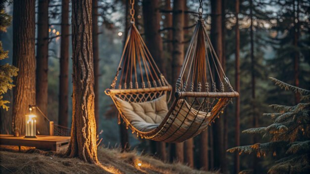 Photo a hammock that has a pillow on it